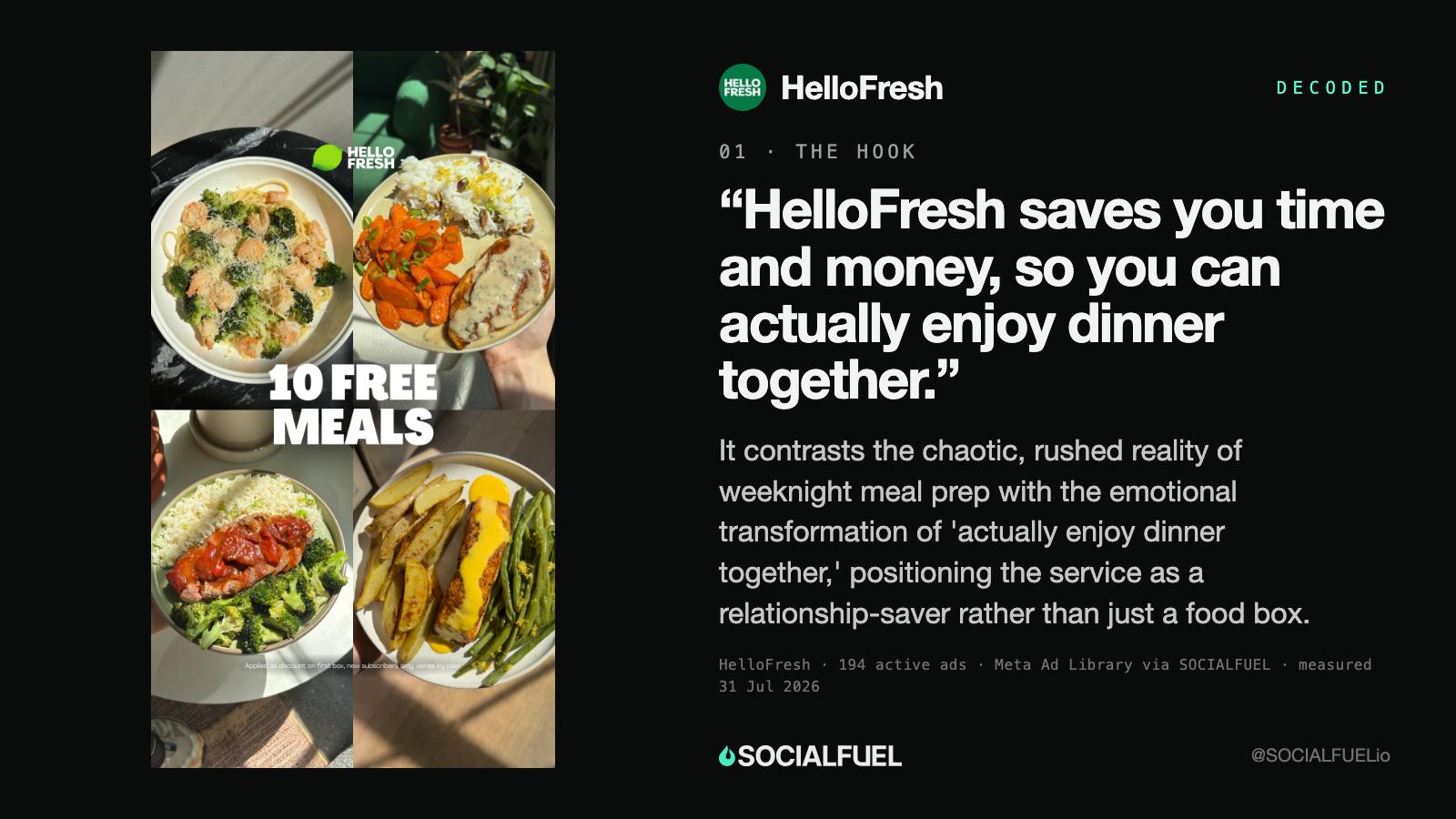 The hook in HelloFresh's longest-running live ad